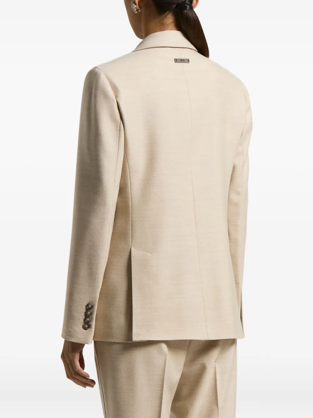 Peserico Double-breasted Wool Blazer In Neutral