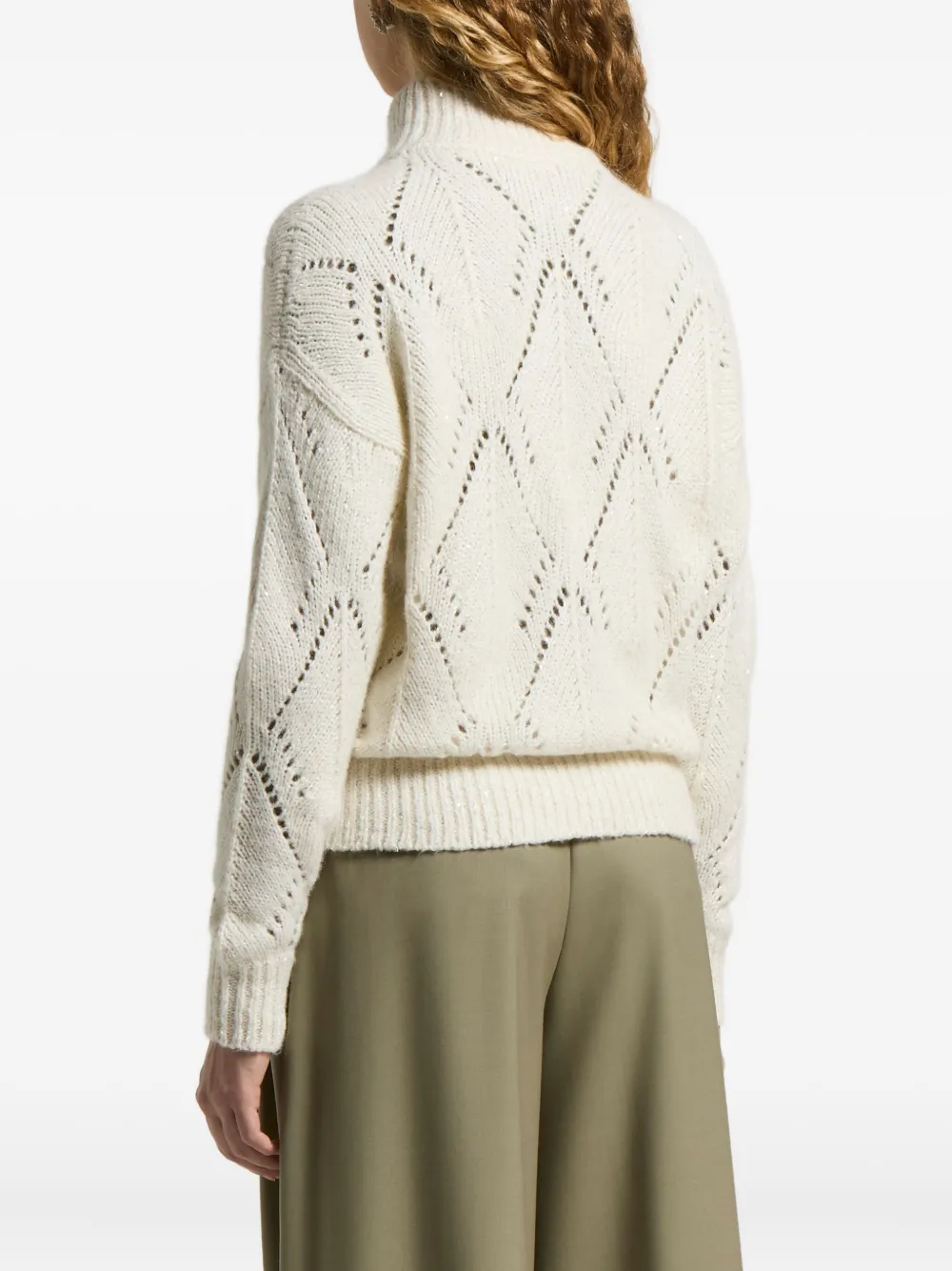 Peserico Vest met diamantpatroon en rits Wit