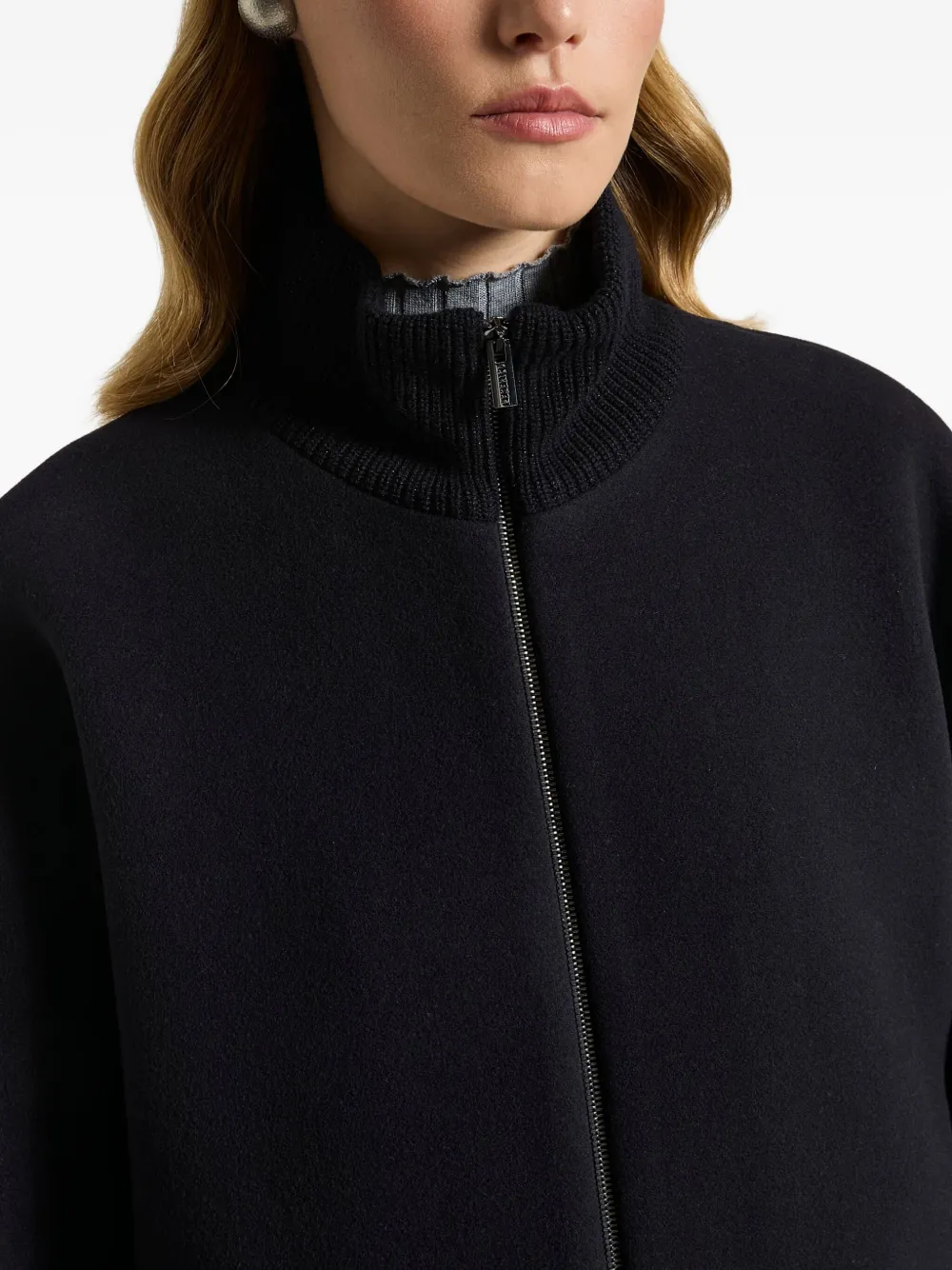 Peserico Drop-shoulder Funnel-neck Coat In Black