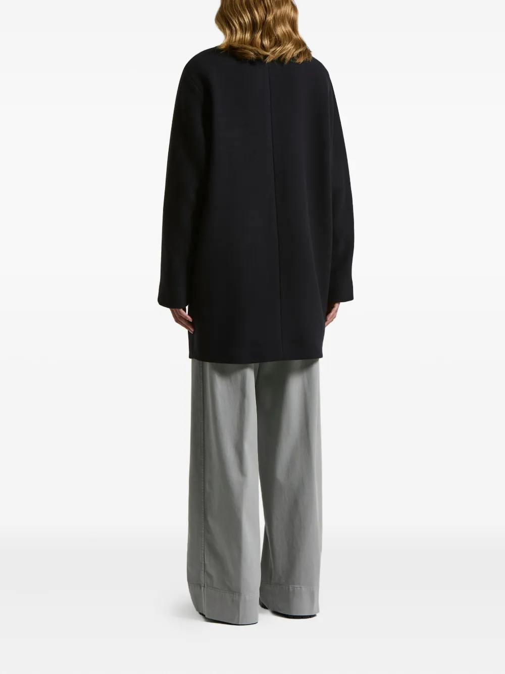 Peserico Drop-shoulder Funnel-neck Coat In Black