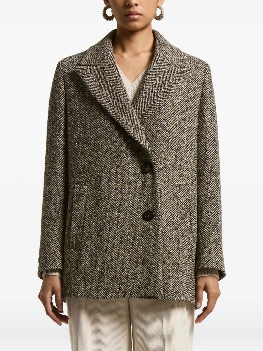 Peserico herringbone tweed coat | Brown | Image 1