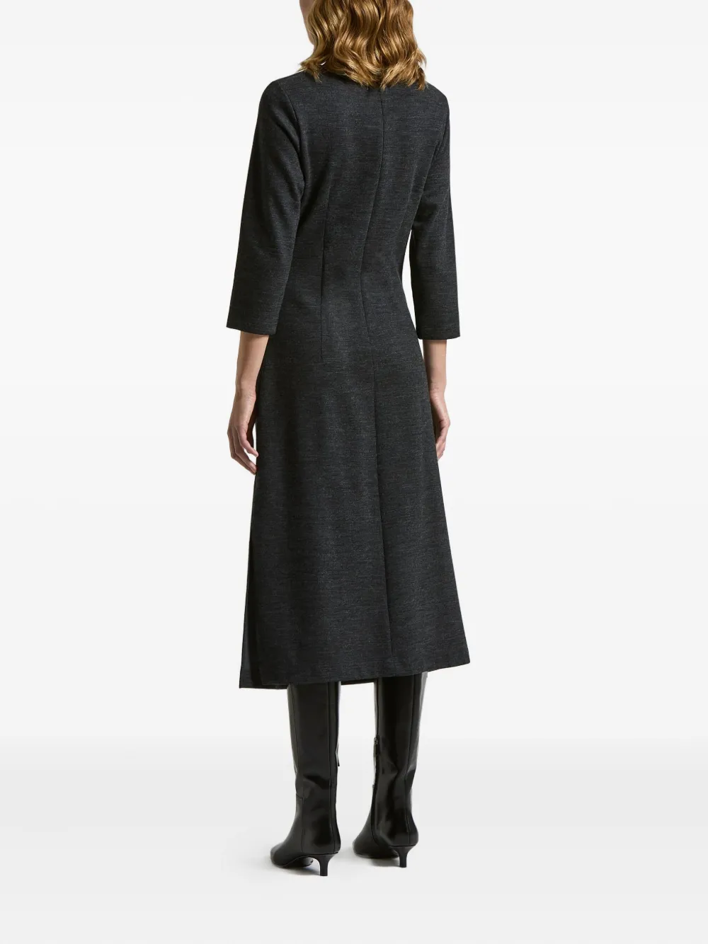 Peserico Gathered Midi Dress In Black