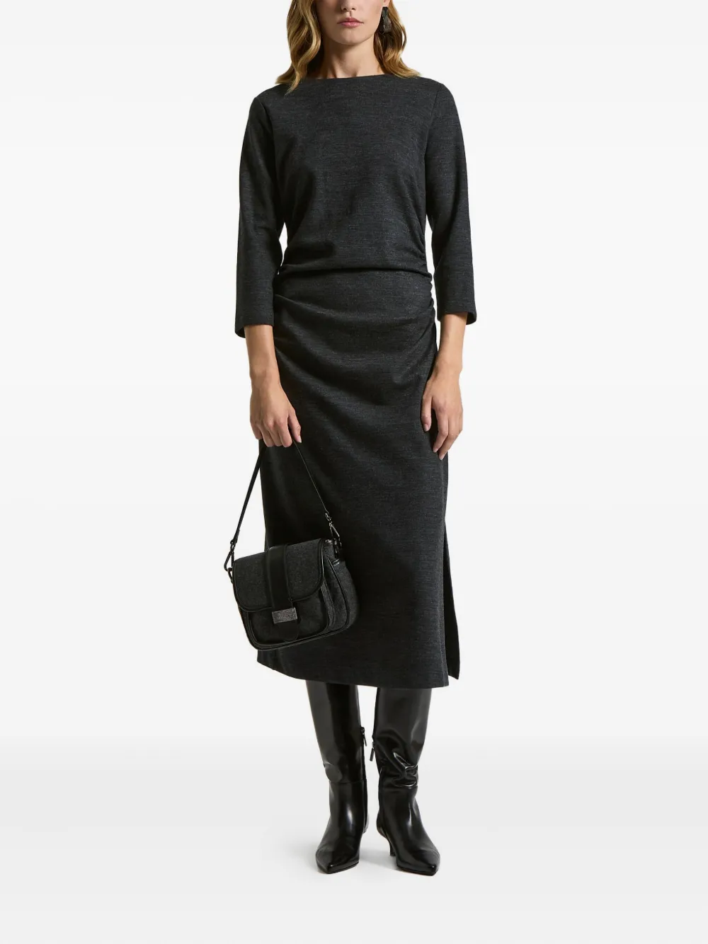 Peserico long-sleeve midi dress - Grijs