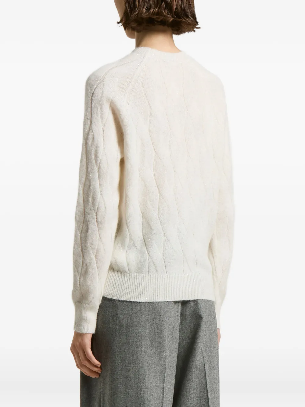 Peserico Kabelgebreide trui met ronde hals Wit