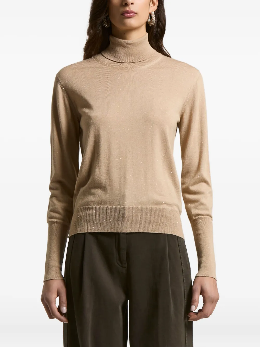 Peserico roll-neck glitter-details pullover | Neutrals | Image 1