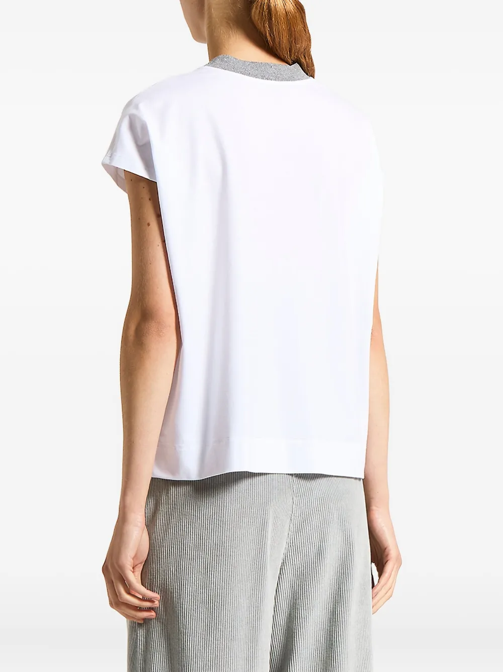 Peserico Lurex Tricot-neck T-shirt In White