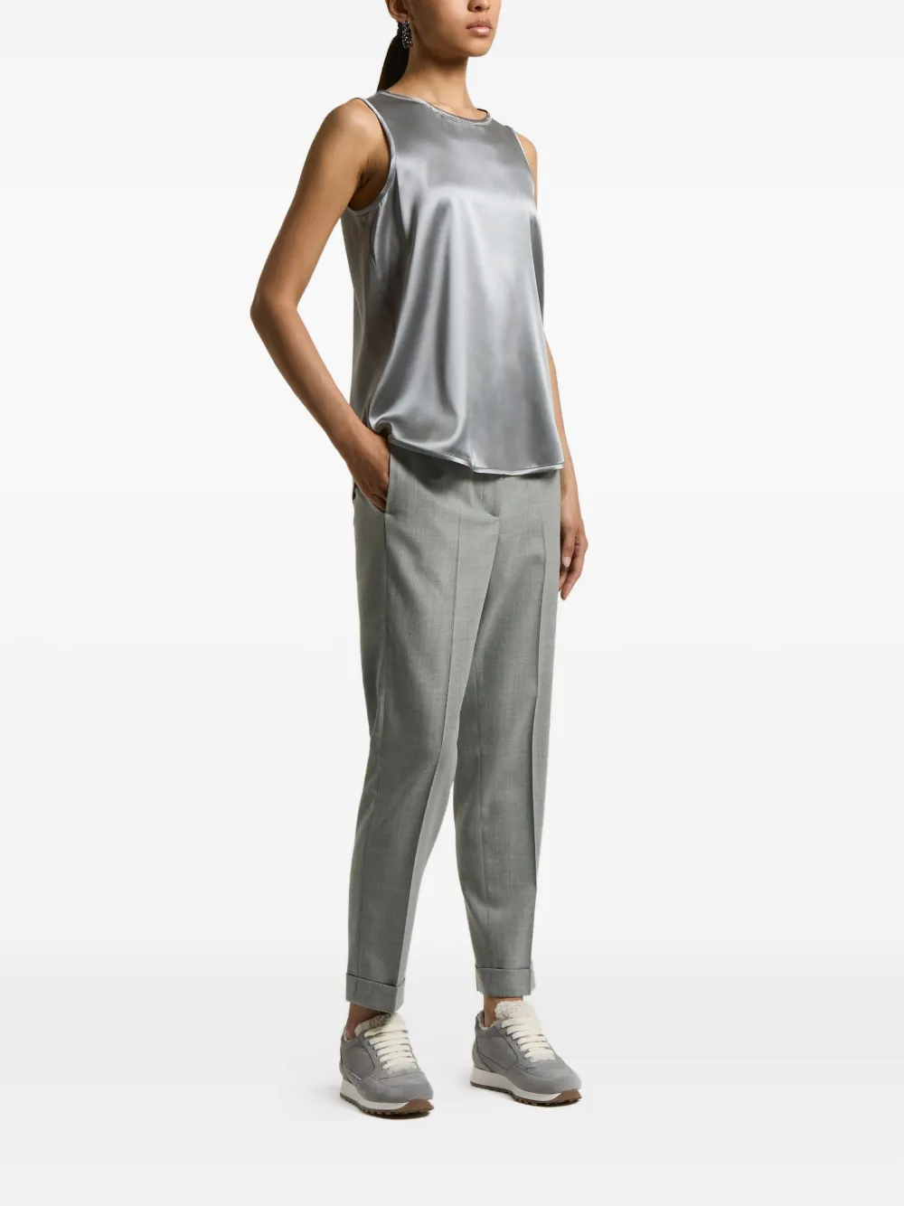 Peserico silk-blend sleeveless top - Grijs