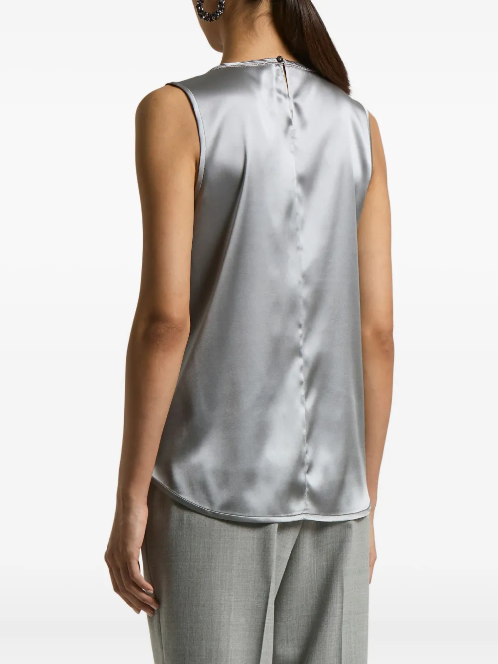 Peserico Silk-blend Sleeveless Top In Gray
