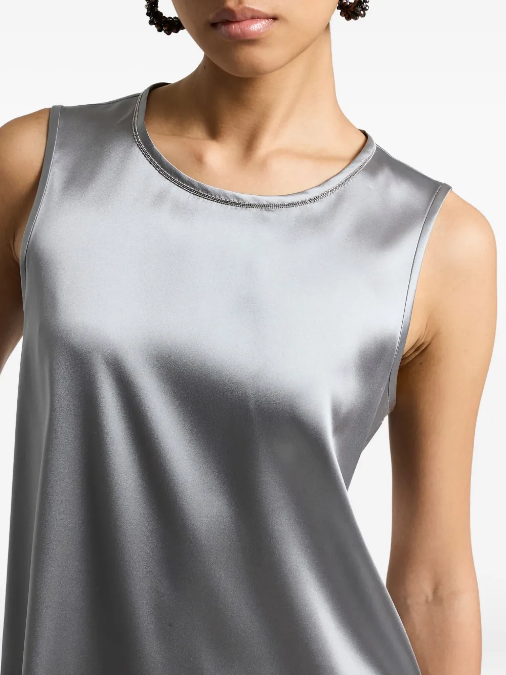Peserico Silk-blend Sleeveless Top In Gray