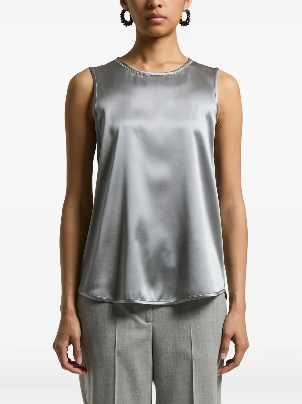 Peserico Silk-blend Sleeveless Top In Gray