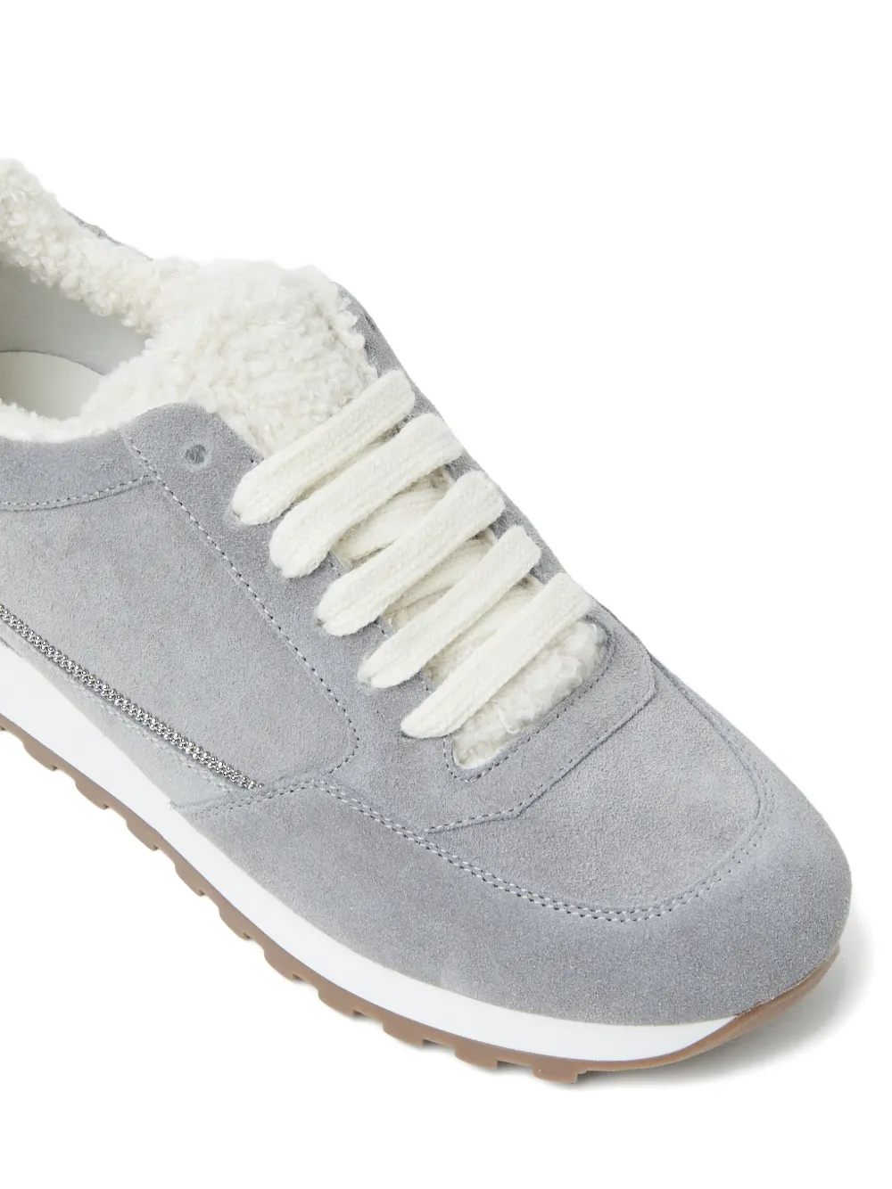 Peserico suede shearling-trim sneakers Grey