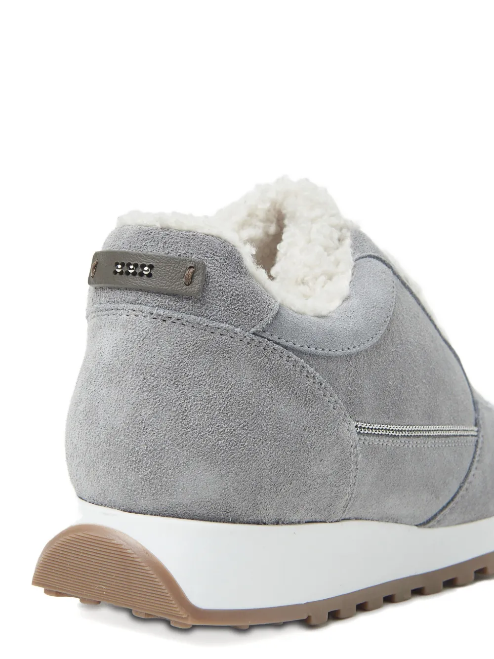 Peserico suede shearling-trim sneakers Grey