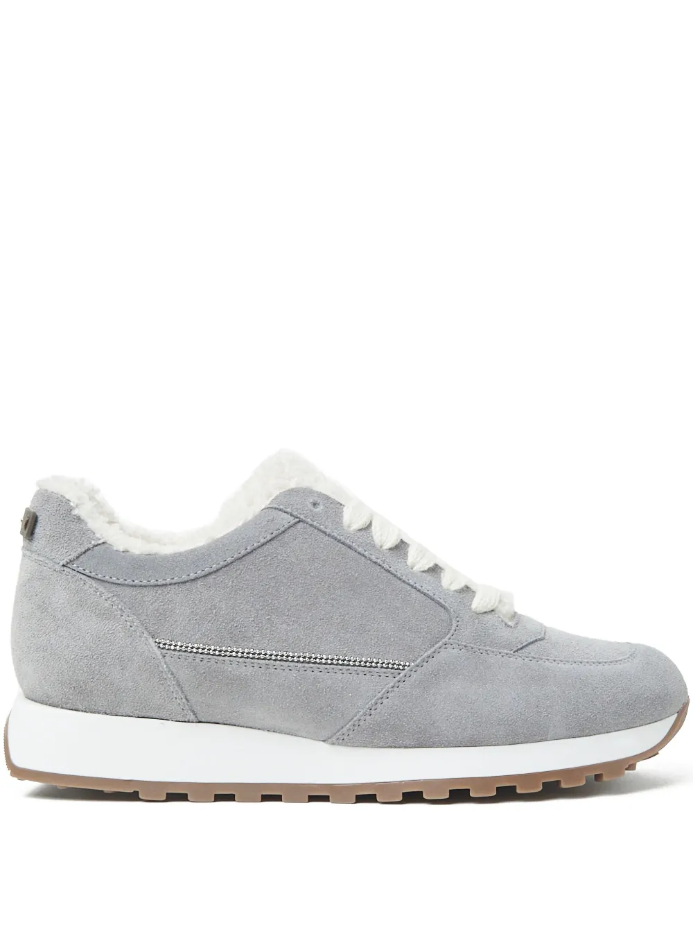 Peserico suede shearling-trim sneakers Grey