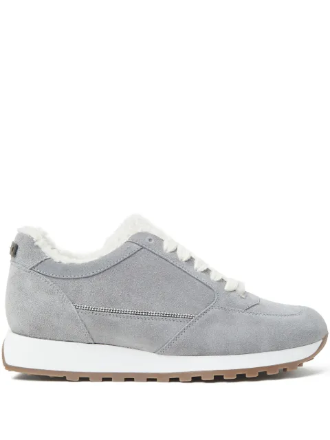Peserico suede shearling-trim sneakers 