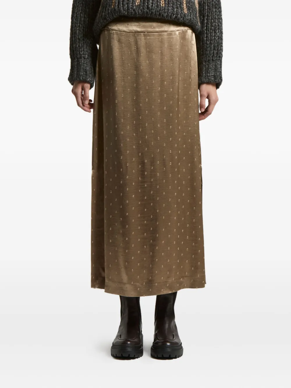 Peserico satin-dot midi skirt | Brown | Image 1