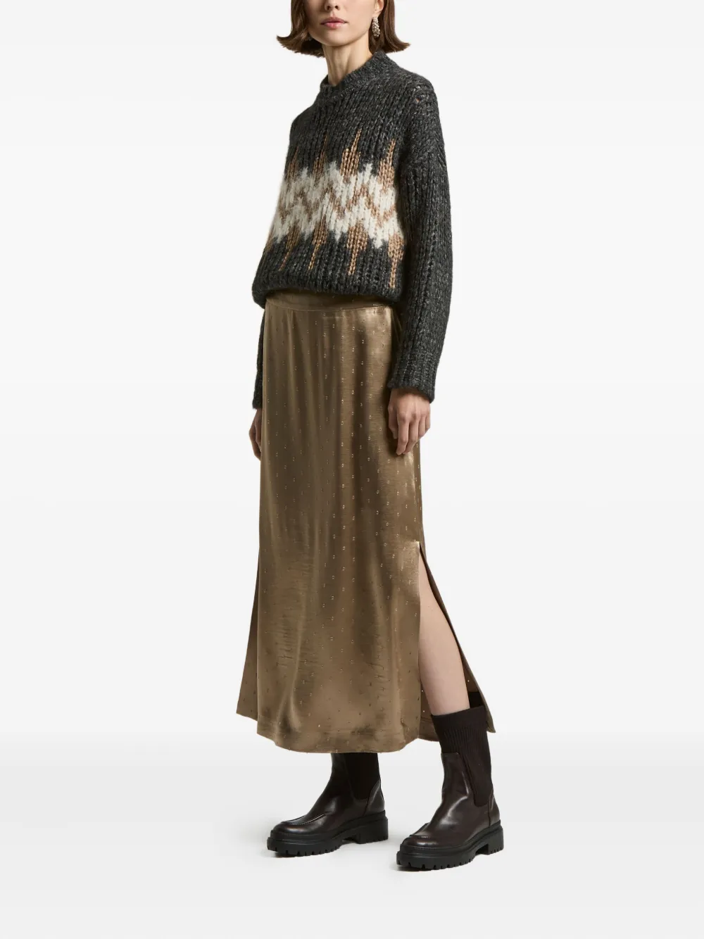 Peserico satin-dot midi skirt | High-Waisted Skirts | Image 2