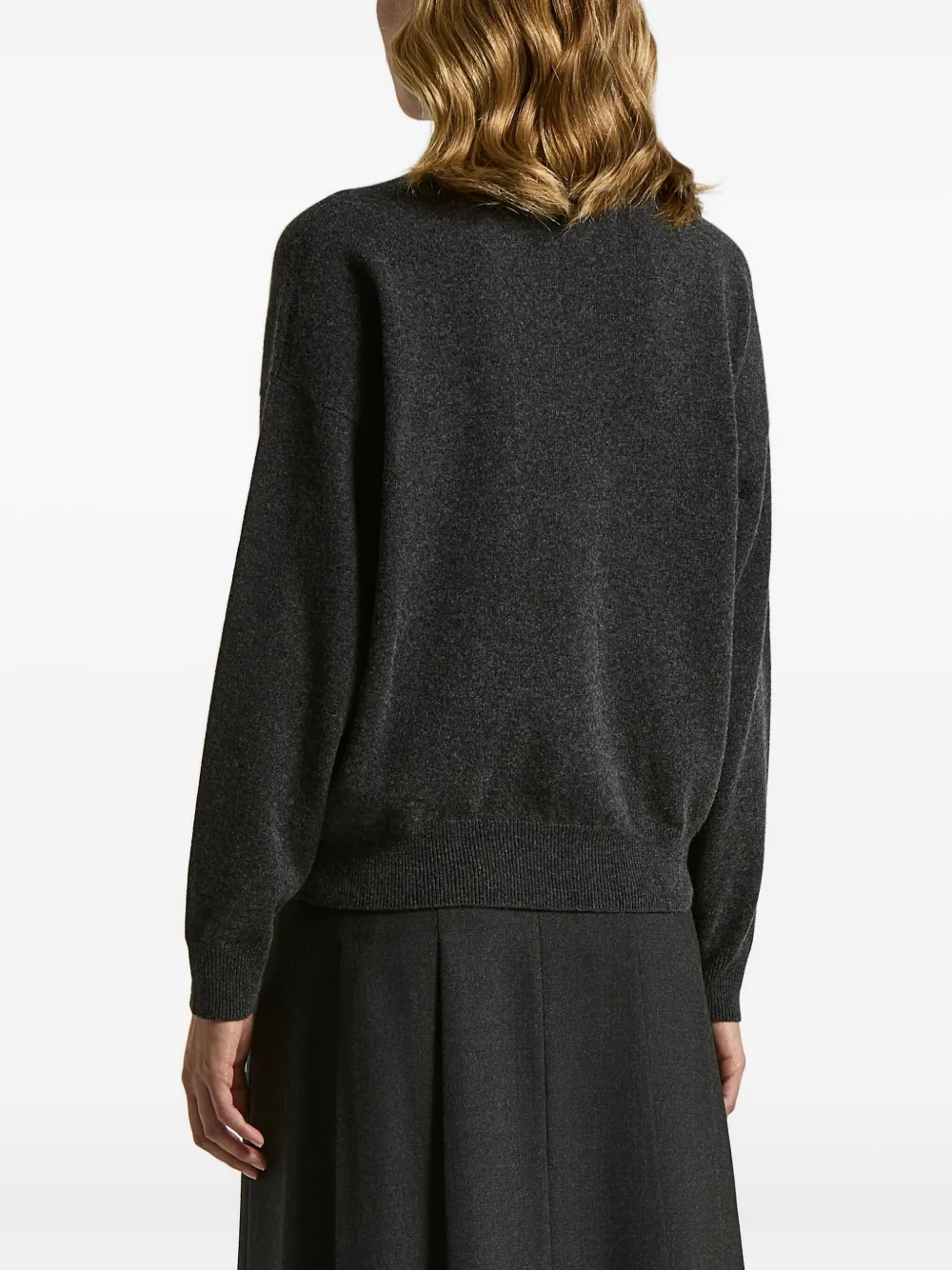Peserico High-neck Embellished Sweater In Gray