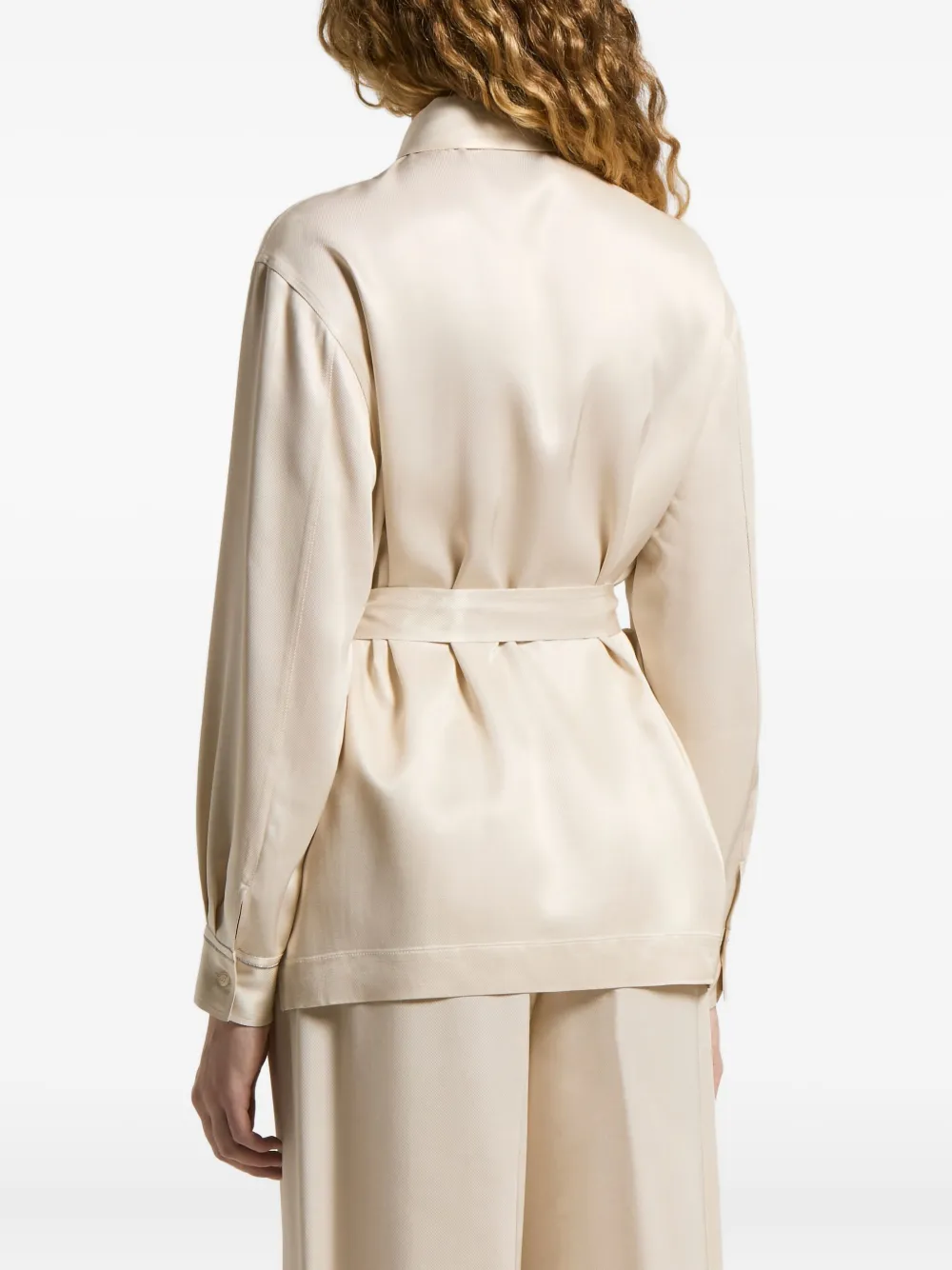 Peserico Blouse met ceintuur Beige