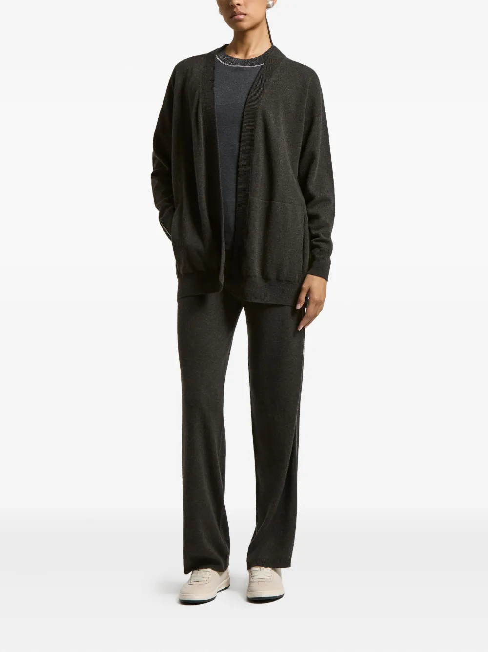 Peserico stripe-detail trousers - Bruin