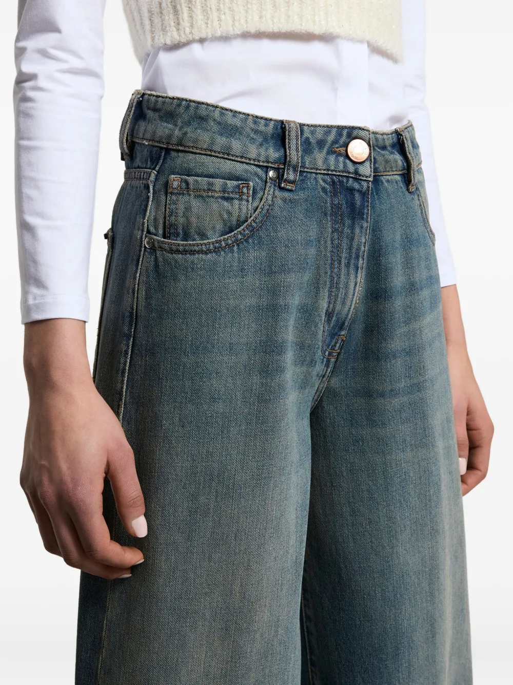 Peserico Jeans met logopatch Blauw