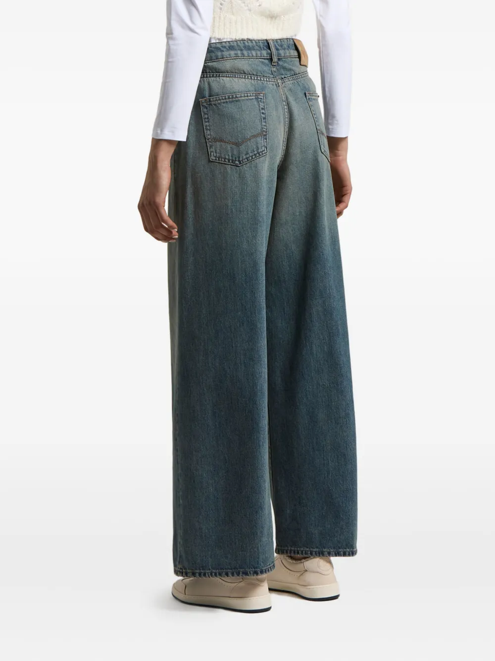 Peserico Jeans met logopatch Blauw