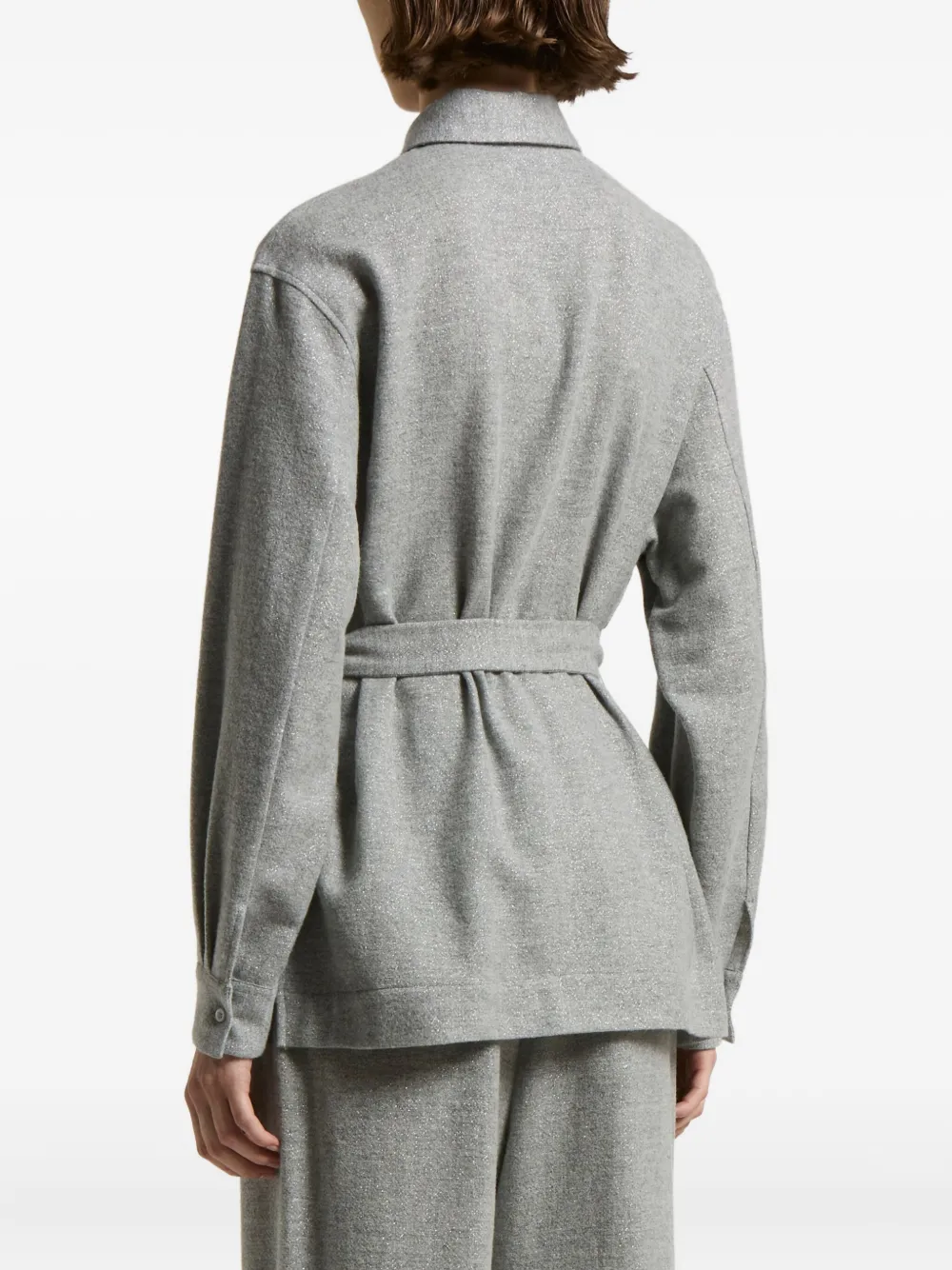 Peserico Blouse met zak met ceintuur Grijs