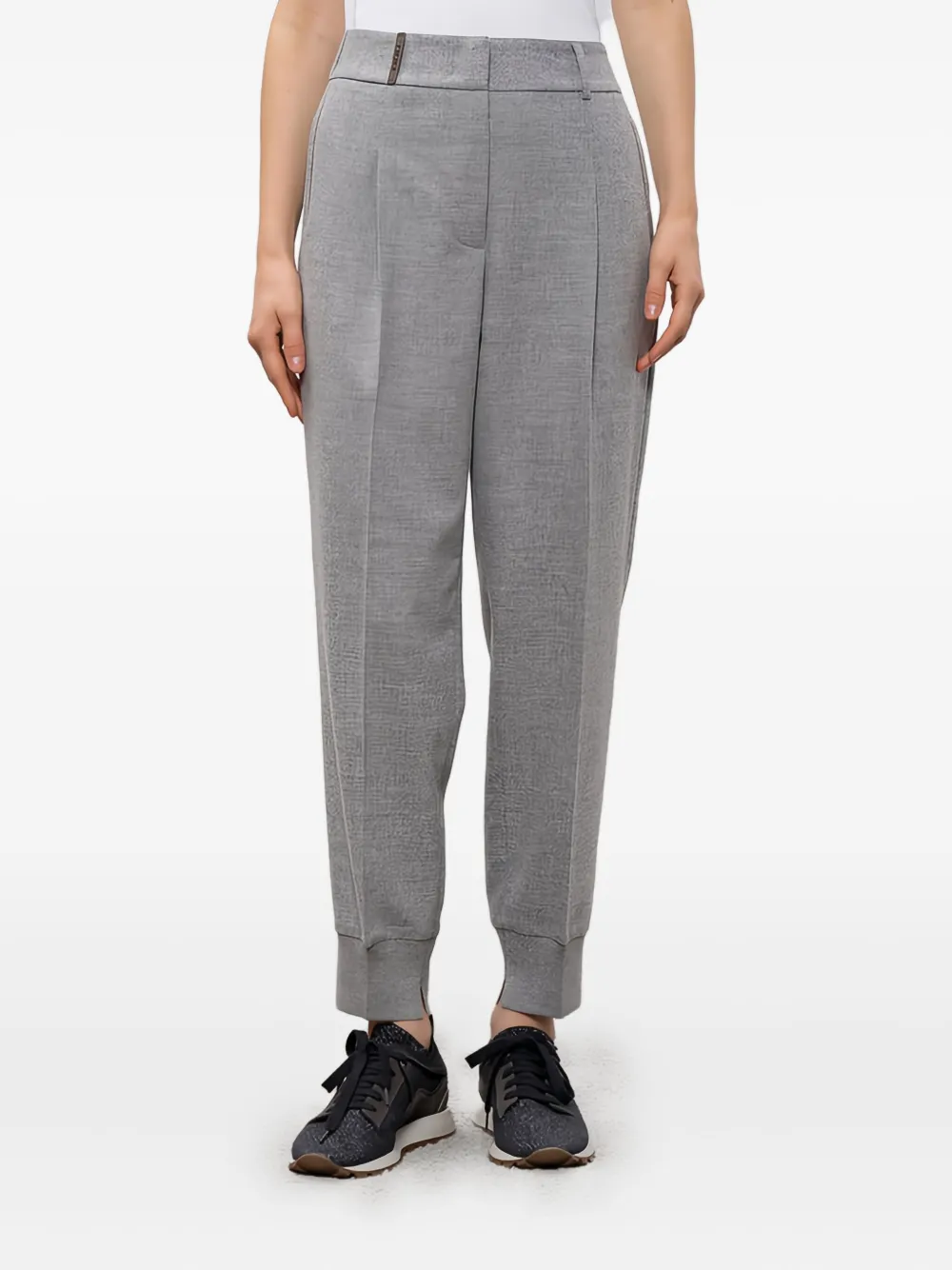 Peserico Pleated Cuffed Trousers In Gray