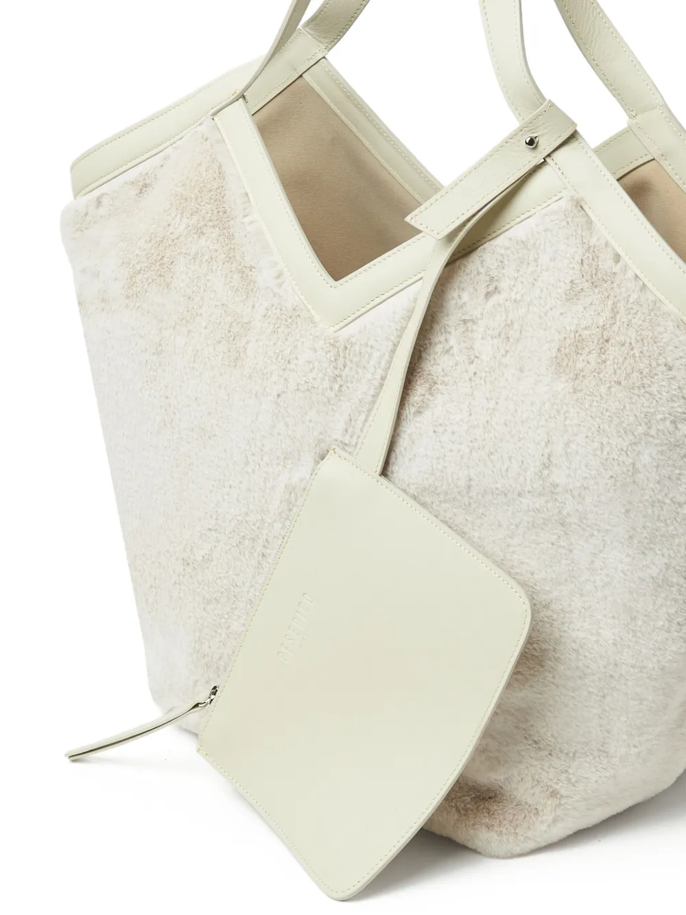 Peserico Shopper met bonttextuur - Beige