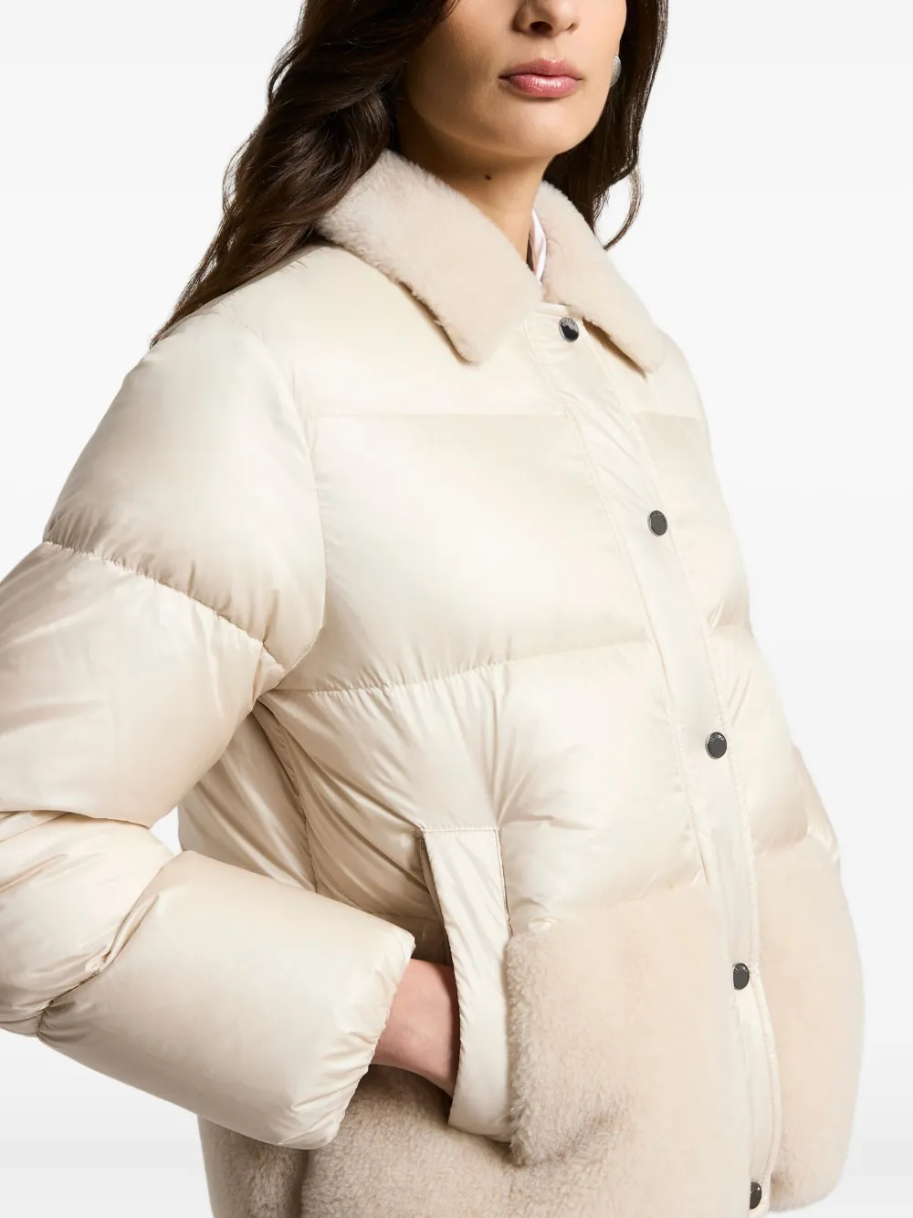 Peserico Quilted Shearling Jacket In Neutral