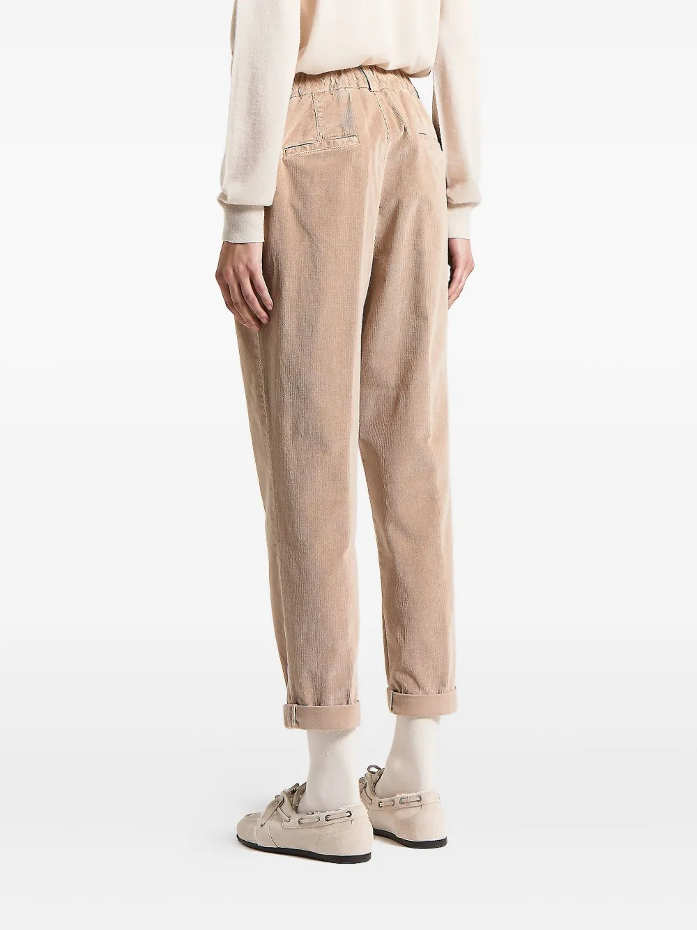 Peserico Corduroy-texture Cuffed Trousers In Multi