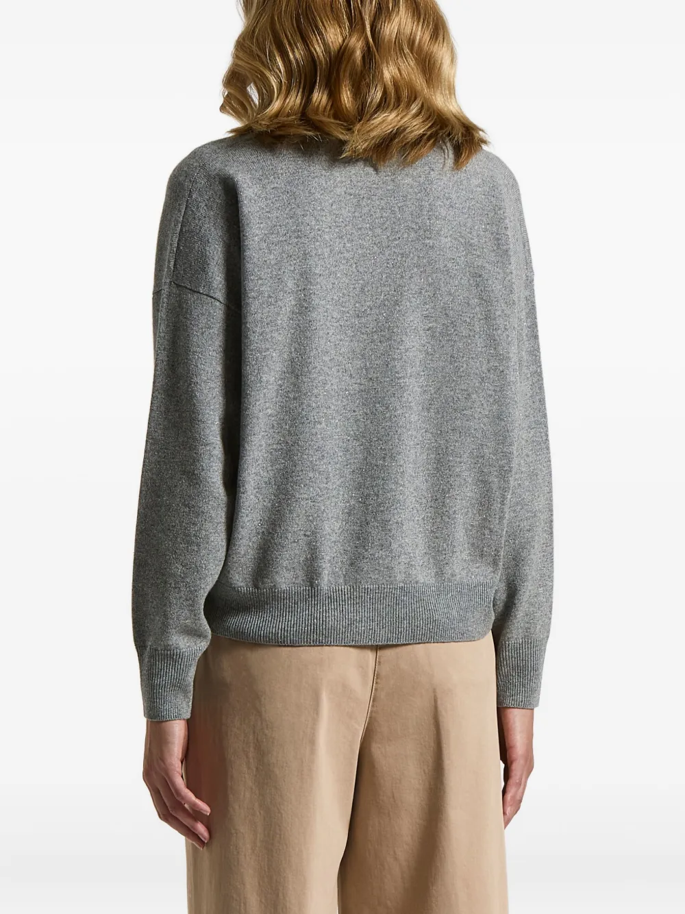 Peserico V-neck Sweater In Gray