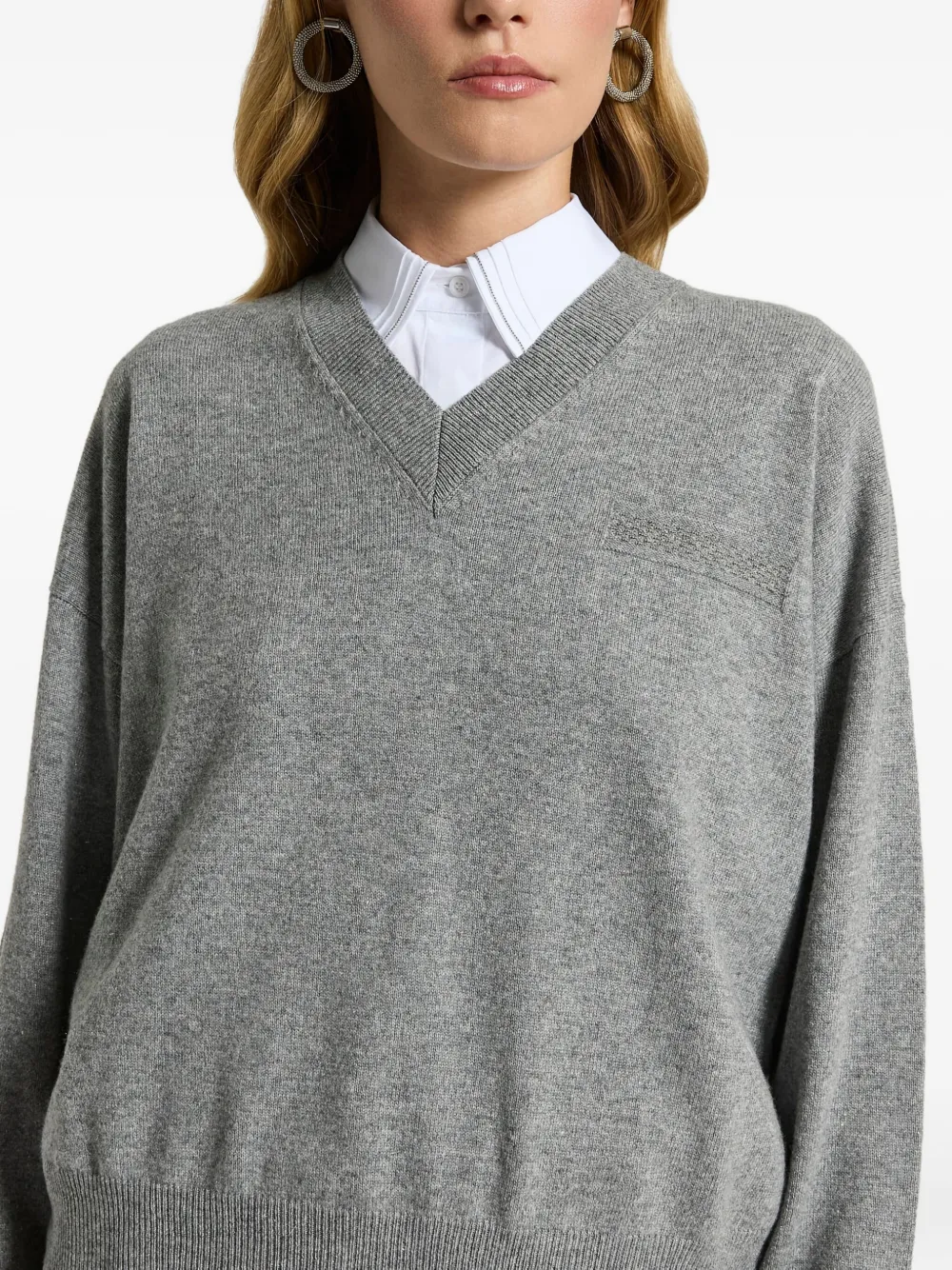 Peserico V-neck Sweater In Gray