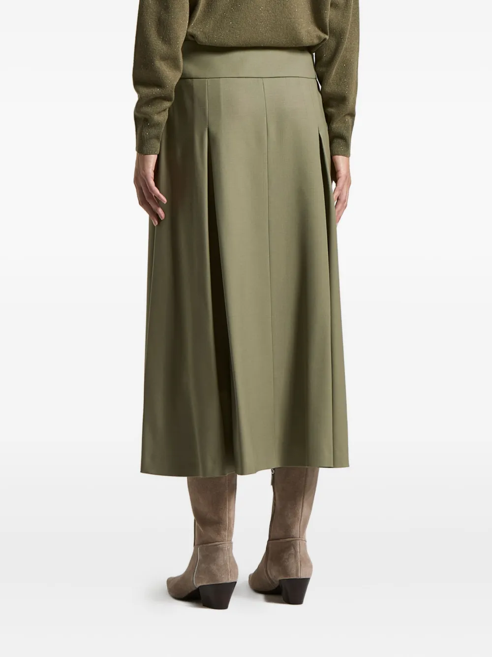 Peserico Pleated Midi Skirt In Green