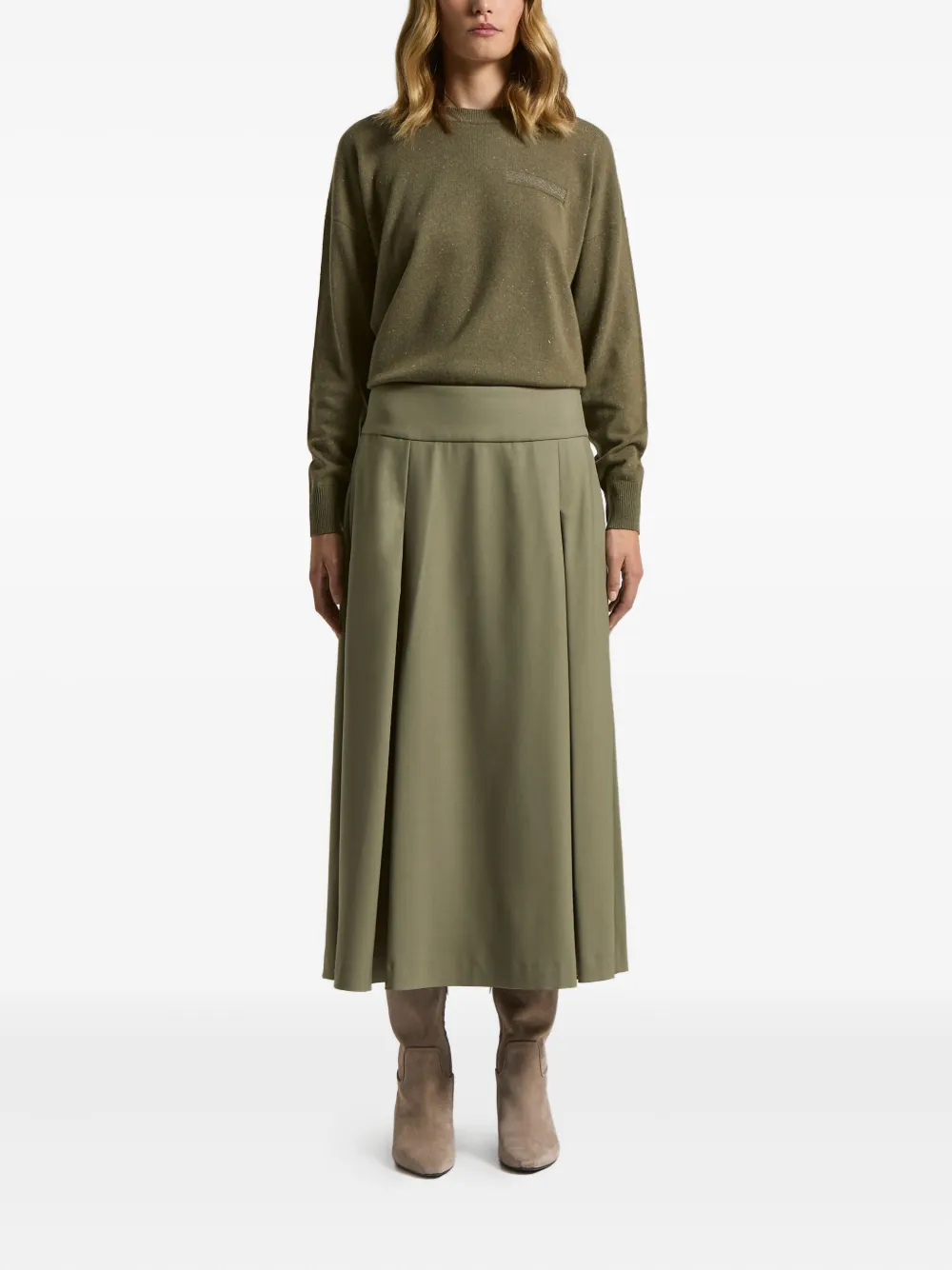 Peserico Pleated Midi Skirt In Green