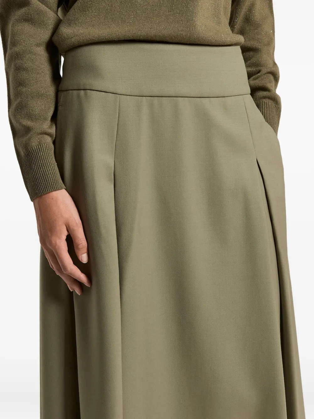 Peserico Pleated Midi Skirt In Green