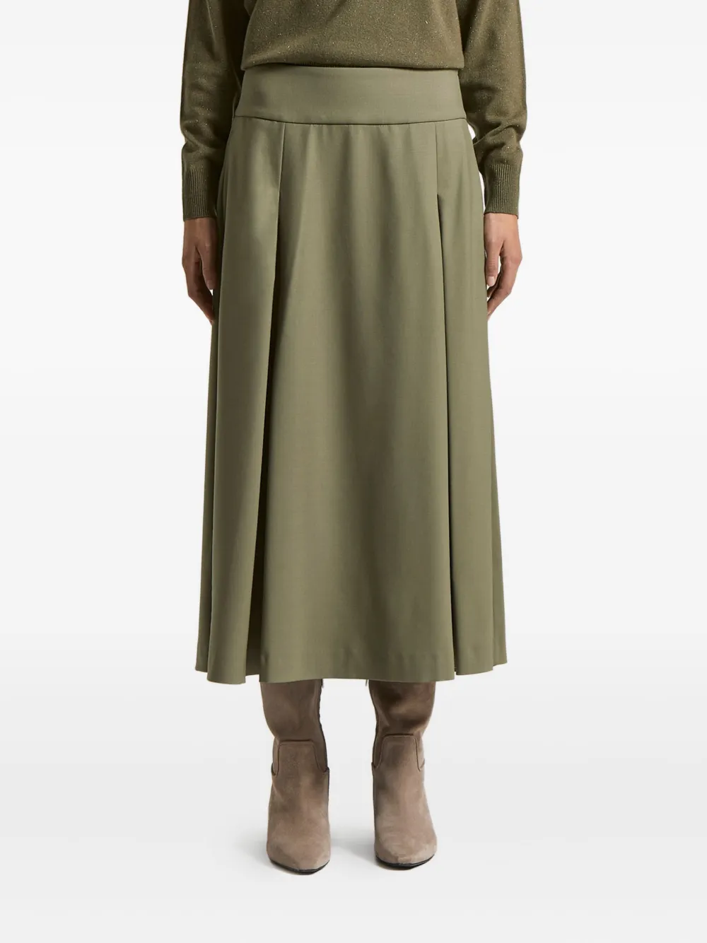 Peserico Pleated Midi Skirt In Green