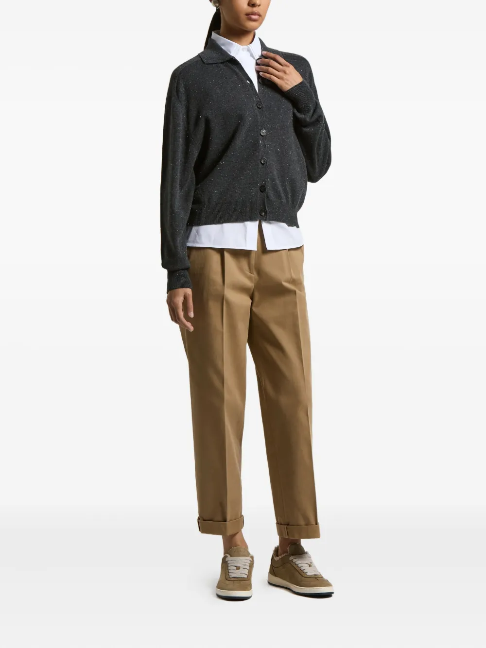 Peserico Broek met geplooide details - Bruin