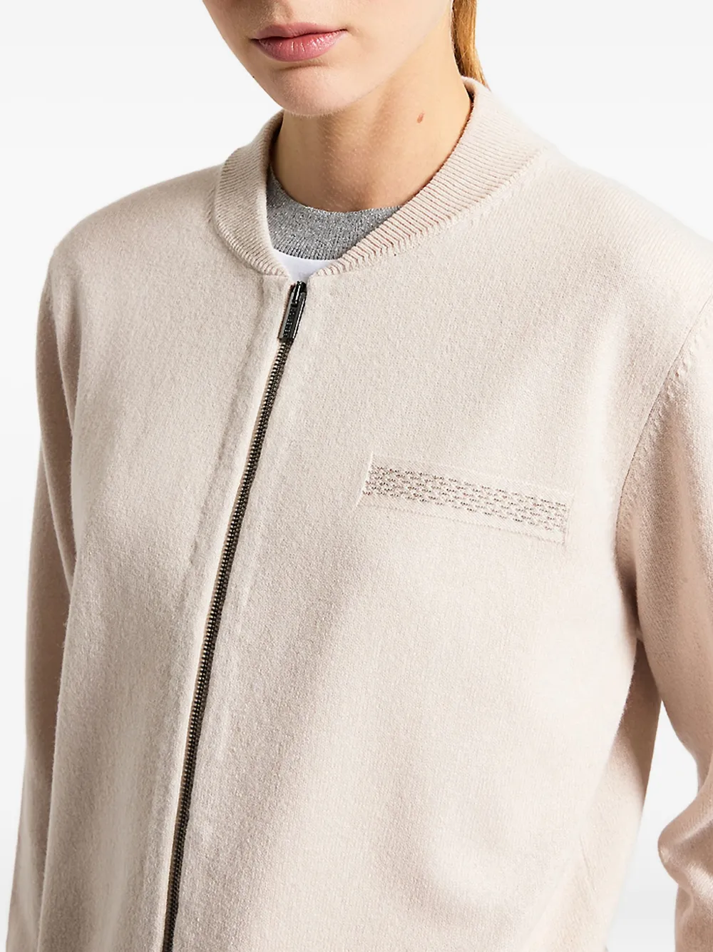 Peserico Zip Knitted Top In Neutral