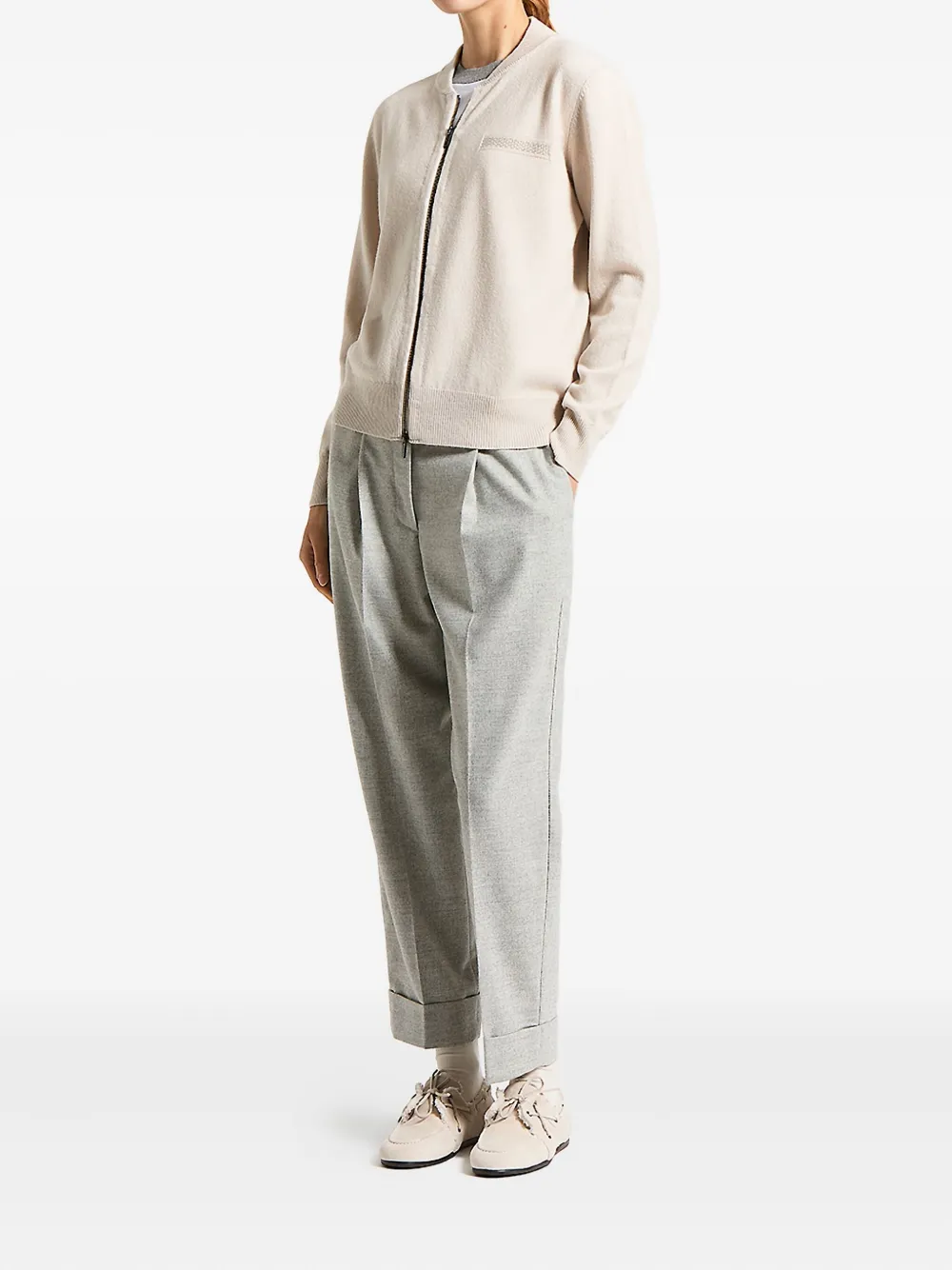 Peserico Zip Knitted Top In Neutral