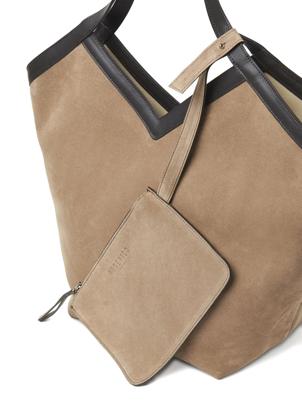 Peserico Suede Tote Bag In Brown