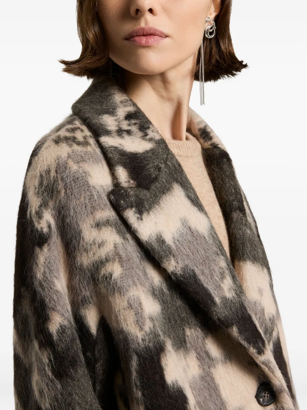 Peserico Graphic-print Wool Coat In Multi