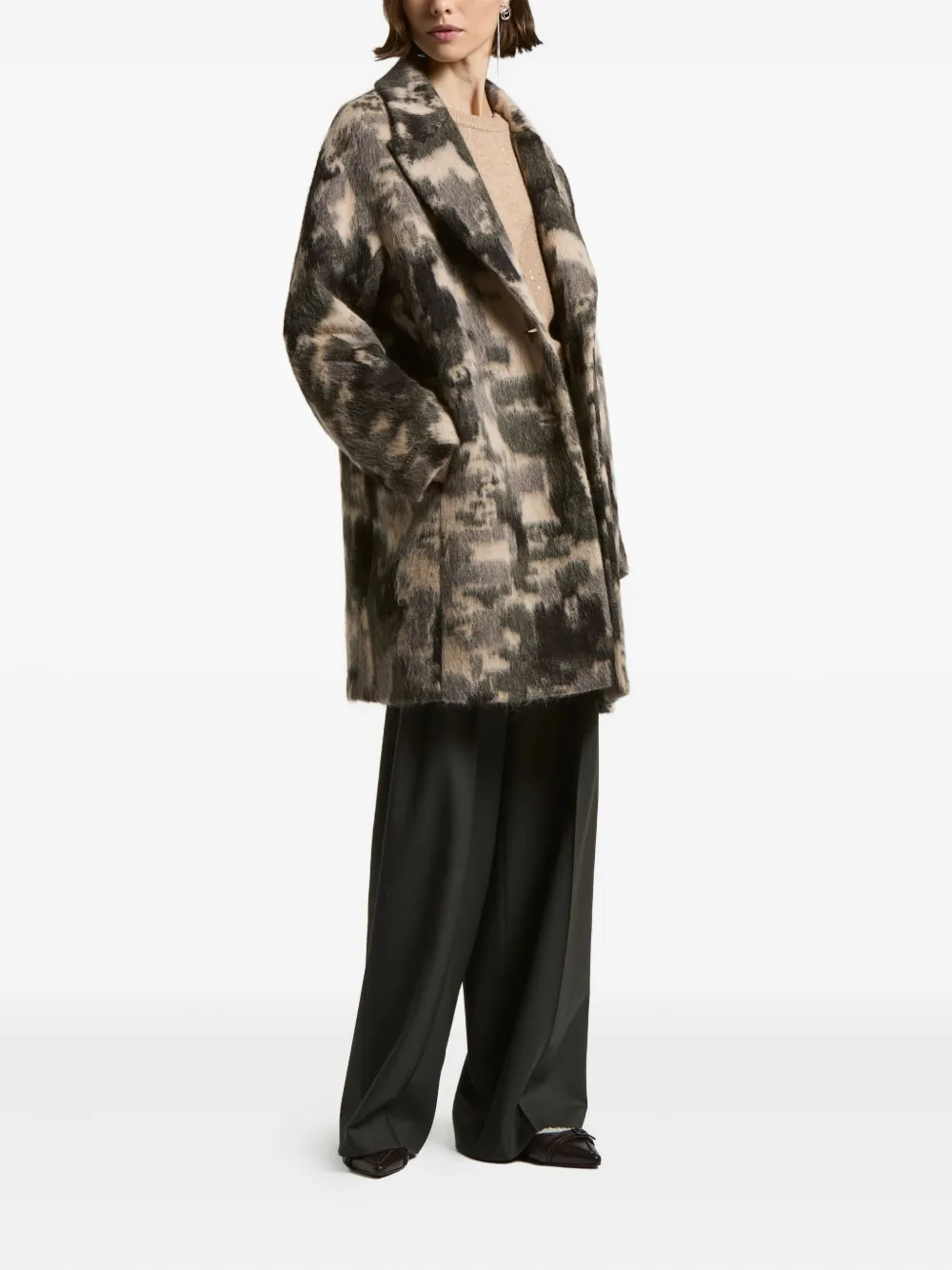 Peserico graphic-print wool coat | Single Breasted Coats | Image 2