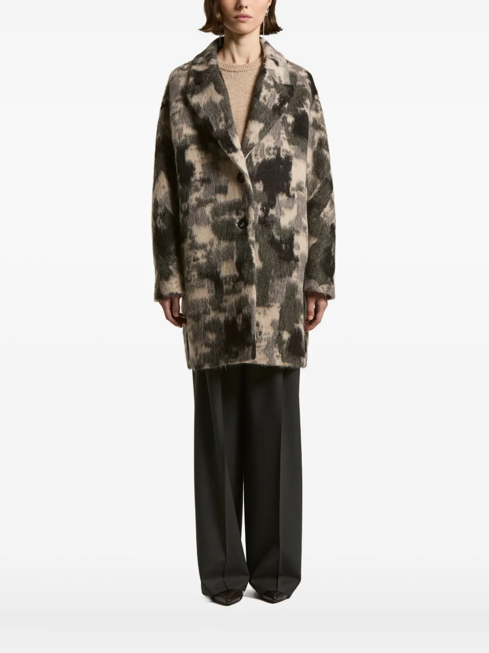 Peserico Graphic-print Wool Coat In Multi