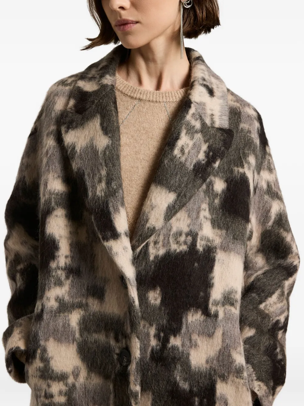 Peserico Graphic-print Wool Coat In Multi