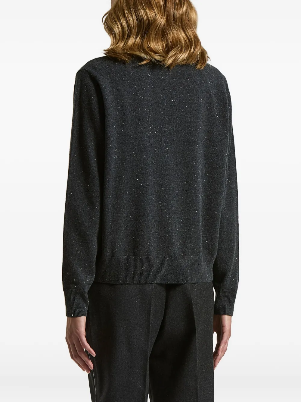 Peserico Button V-neck Sweater In Gray