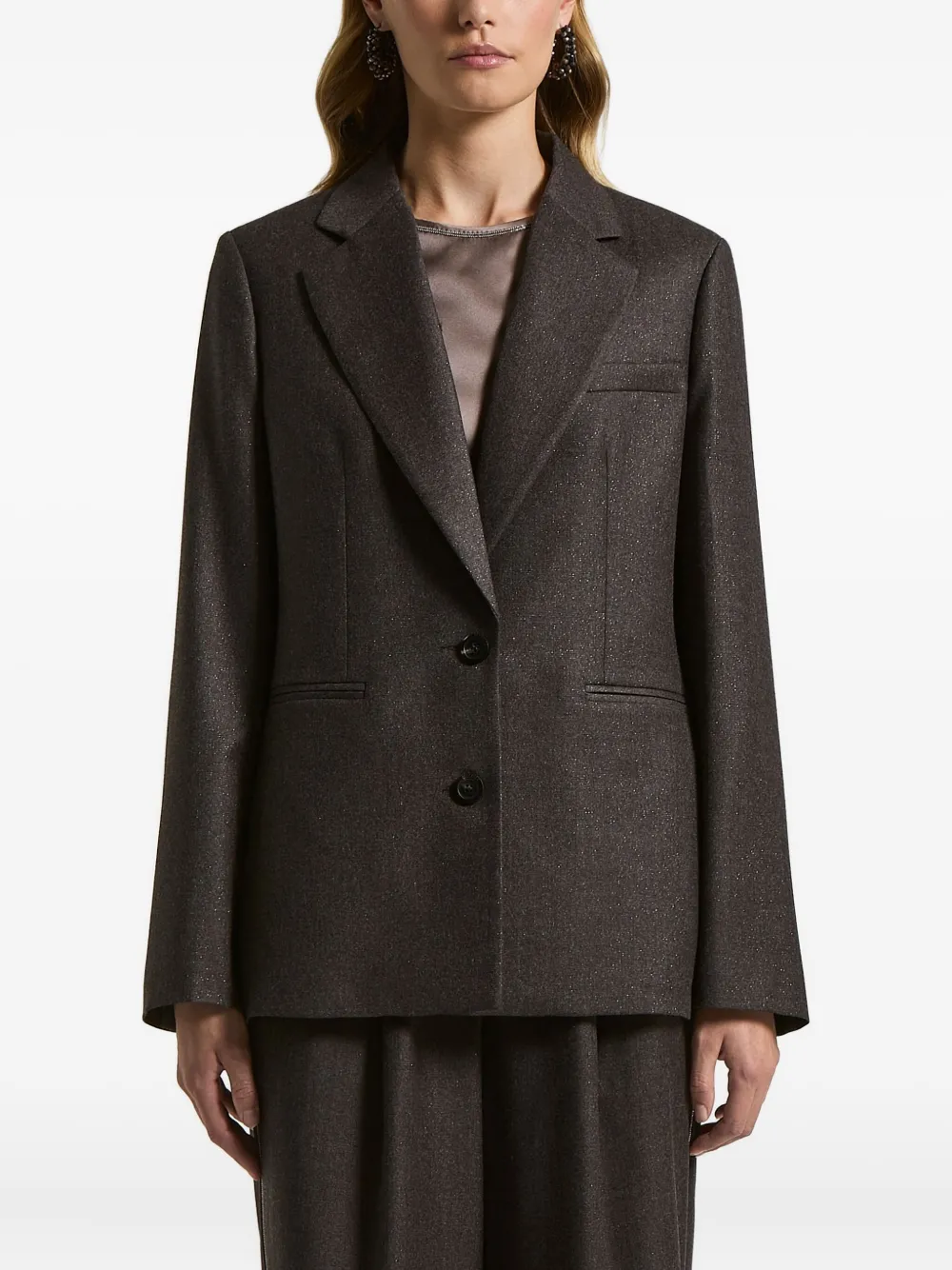 Peserico single-breasted wool blazer | Brown | Image 1