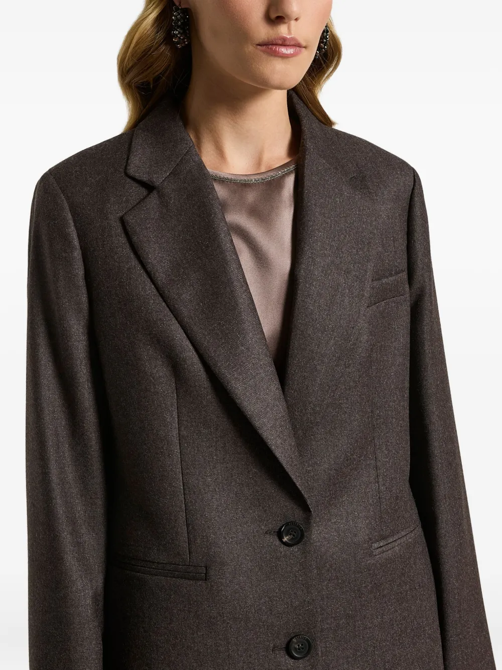 Peserico Single-breasted Wool Blazer In Brown