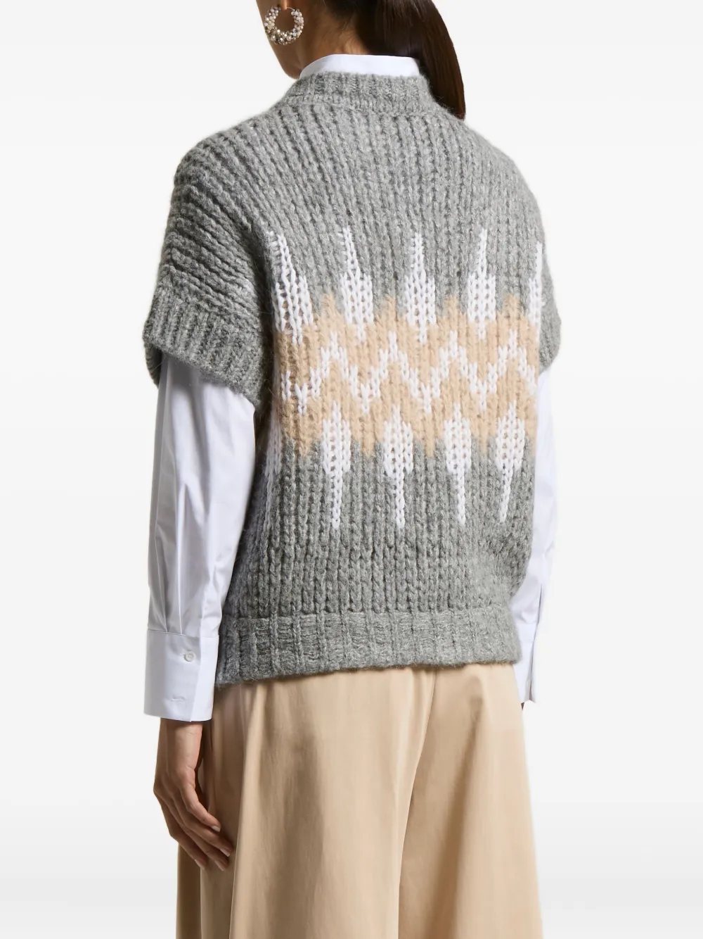 Peserico Short-sleeve Geometric-pattern Vest In Multi