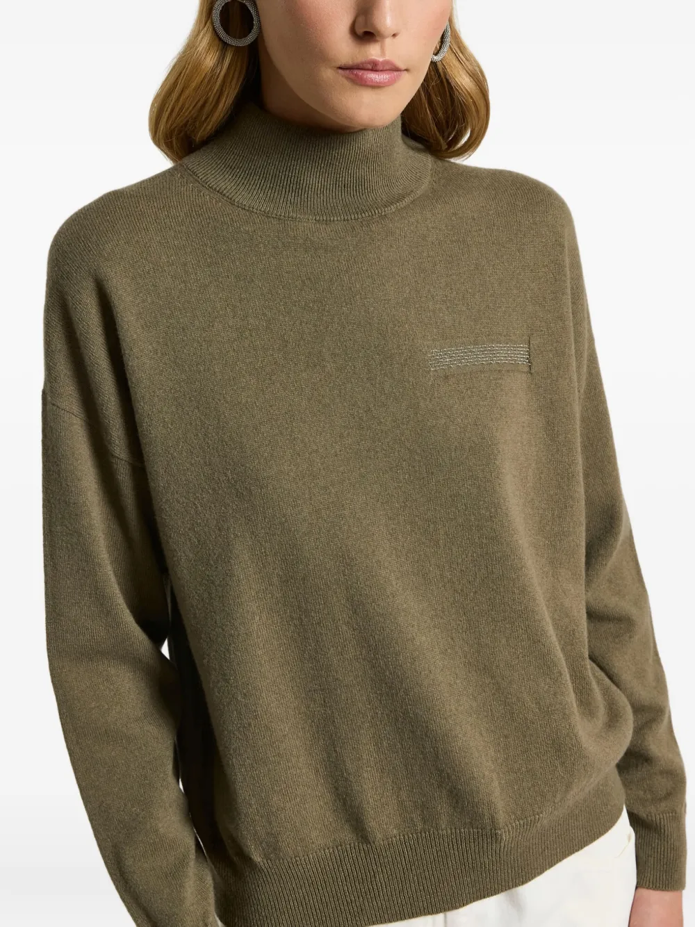 Peserico High-neck Embellished Sweater In Green