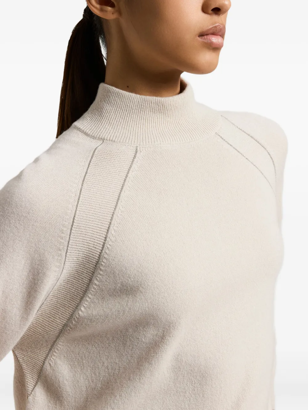 Peserico Trui met raglan mouwen en hoge hals Beige